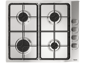 Placa de gas - Teka E/60.3 40, 4 zonas, Gas natural, Parrillas esmaltadas, 60 cm, Acero inoxidable
