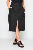 yours falda cargo negra de algodon con abertura  mujer curvy y tallas grandes yours