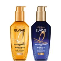 loreal paris elvive extraordinary oil nourished hair treatment day and night routine set for dry hair