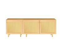 aparador modular 63x180x40 cm - armario de tres puertas almacenamiento de cuberteria estilo rustico - natural
