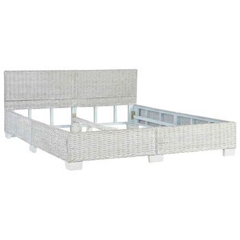 Estructura De Cama De Ratán Natural Gris 160x200 Cm