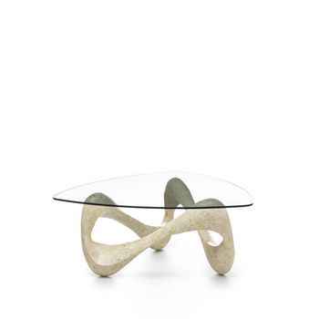 Mesa De Centro Tetris (100 X 100 Cm, Transparente) En Vidrio Templado Beige
