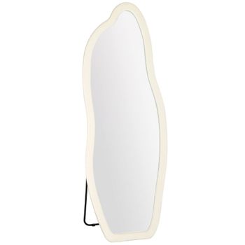 HOMCOM Espejo de Cuerpo Entero 160x60 cm Espejo de Pie Marco Arqueado Aterciopelado Independiente Apoyado y de Pared Crema   Aosom España