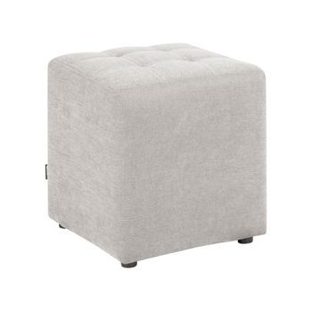 Reposapiés Puf Sala De Estar Moderno Cubo Otomana Tela Gris Claro Kansas