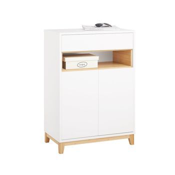 Sobuy Fsb97-wn Aparador Multifuncional Con 1 Cajón 1 Compartimento Y 2 Puertas L60xp34xh85 Cm