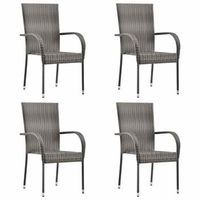 conjunto de muebles deconjunto comedor jardin 5 uds  mesa y sillas ratan pe gris