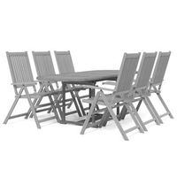 juego de comedor de jardin 7 piezas madera maciza de acacia vidaxl