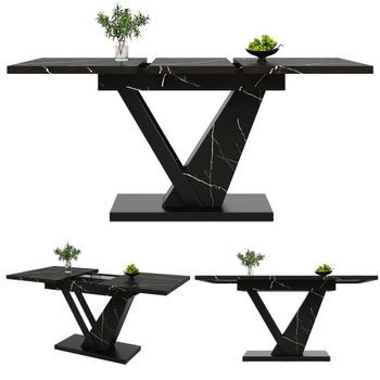 Mesa De Comedor Extensible Para Cocina Y Salón, Color Negro