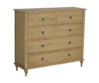 comoda estilo shabby chic de roble 5 cajones marron