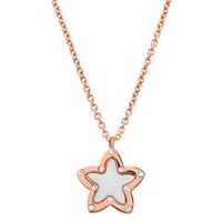 cadena acero inoxidable colgante estrella rosado circonita cubica