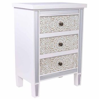 Mesita De Madera Y Cristal De 3 Cajones 48x30x66