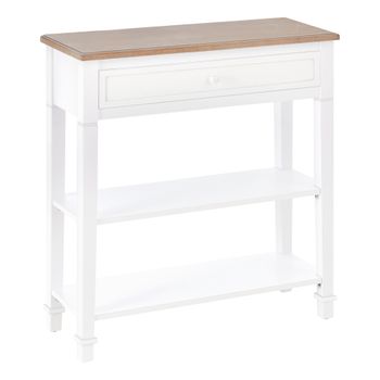 HOMCOM Mesa de Consola Multifuncional para Sala Pasillo Comedor con 2 Estantes 1 Cajón Extraíble Manija Estilo de Retro Pino Madera   Aosom España
