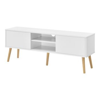 Mesa De Tele Eskilstuna Con 2 Puertas 2 Estantes Aglomerado/madera 120 X 30 X 47 Cm Blanco [en.casa]