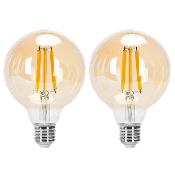 Aigostar - Bombilla LED E27 Edison, 12W Equivalente a 89W, Blanco Cálido 2200K, 1320 Lúmenes, Bombilla LED Vintage Decorativa G95 de Filamento, No Regulable, Cristal ámbar, Pack 2