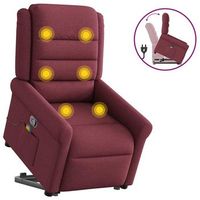 sillon reclinable de masaje elevable tela rojo tinto vidaxl