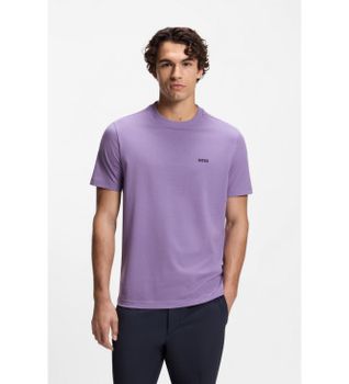 BOSS para hombre. 50506373 Camiseta Detalle lila (S), Casual, Algodón, Manga corta