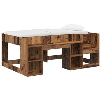 Cama Infantil Con Almacenamiento Madera Envejecida 80 X 160 Cm Vidaxl