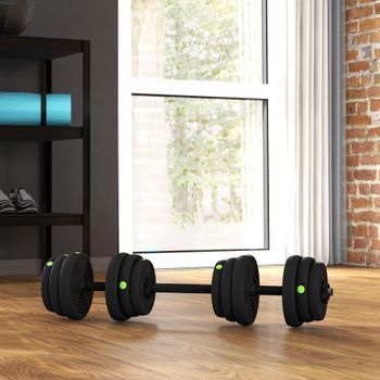 Juego De Mancuernas 25 Kg 2en1 Sportnow Hdpe Arena Pp, Negro