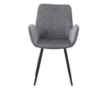 Pack de 2 sillones tapizados en terciopelo gris con patas de metal negro