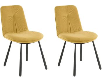 Juego de 2 sillas de comedor tapizadas en terciopelo amarillo