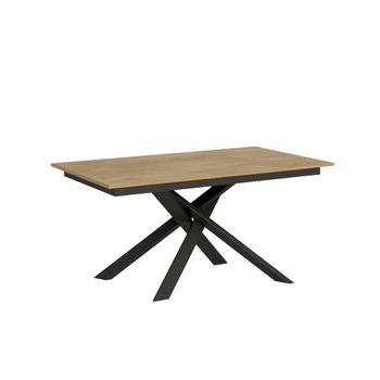Mesa extensible 90x160/220 cm efecto madera roble natural, hierro