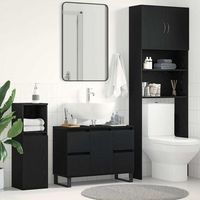 vidaxl gabinete de bano roble negro 80 x 33 x 60 cm
