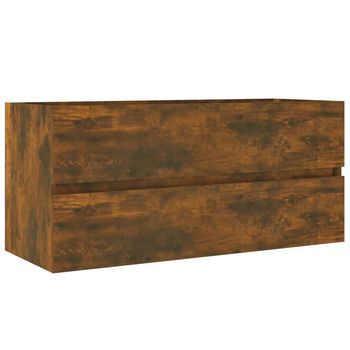 Mueble Lavabo Madera Contrachapada Roble Ahumado 100x38,5x45 Cm Vidaxl