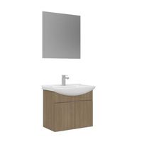 conjunto de mueble con lavabo y espejo 2 piezas  - 65 x 50 x 58 cm - roble
