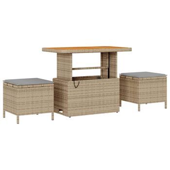 Conjunto De Comedor De Jardín | Mueble De Jardín Beige Ratán Sintético