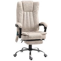 vinsetto silla de masaje con 6 puntos de masaje ajustable con funcion de calefaccion reposapies retractil y control remoto crema