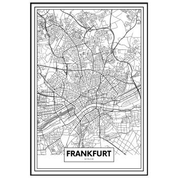 Panorama Cuadro Metacrilato Enmarcado  Mapa De Ciudad Frankfurt 70x100 Cm