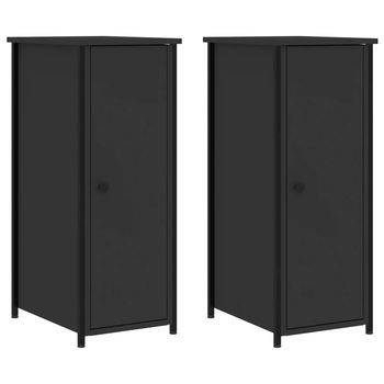 Pack 2 Uds Mesitas De Noche | Mesa Auxiliar | Mesilla Madera De Ingeniería Negro 32x42x80 Cm