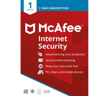 MCAFEE Internet Security 2019 - 1 year for 1 device