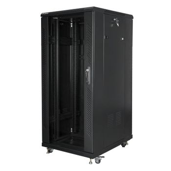 Rack independiente Lanberg FF01-6827-12BL V2 27U 1200kg 4 ventiladores LCD Termostato IP20 Negro