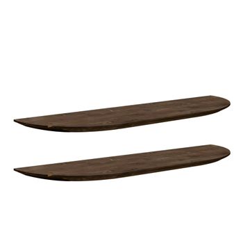 Pack 2 estanterías redondeadas de madera flotantes nogal 180x3,2cm