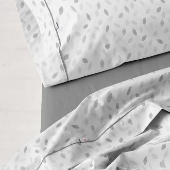 Juego De Sábanas Lucy Color Gris. Cama De 150/160 (2 Alm) Cm. 4 Piezas