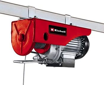 Einhell Polipasto eléctrico - TC-EH 250, 450 W, parada de emergencia e interruptor termostático, Cable de alambre sin torsión de 12 m, rodillo guía con gancho de carga y cierre de seguridad, Rojo