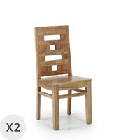set de 2 sillas de madera maciza beige
