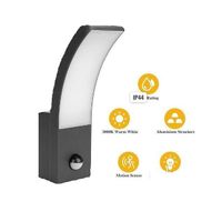 amazonbasics - luces exteriores con sensor de movimiento - pared exterior - gris carbon - luz led pir de aluminio - lampara de pared exterior negra ip44 - patio terraza pasillo garaje