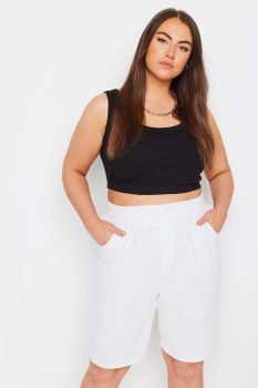 Yours Bermudas Blancas De Algodón Fresco, Mujer Curvy Y Tallas Grandes, Yours