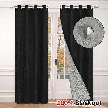 Cortina Térmica Aislante Opaca Con Ollaos Para Invierno Para Salón (panel Individual) Black L