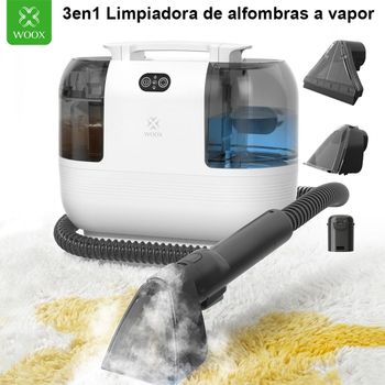 Máquina de limpieza a vapor WOOX 3 en 1 de 1700 W, 15 kPa, limpiadora de alfombras a vapor portátil para limpieza en seco y húmedo de sofás, camas y tapicería de asientos de coche, doble depósito,