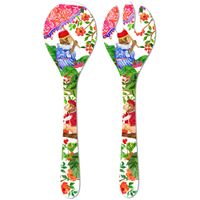 servidores de ensalada melamina pura decorados con monos de bali 33 cm