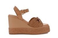 sandalias de cuna en piel sintetica trenzada con tira tan