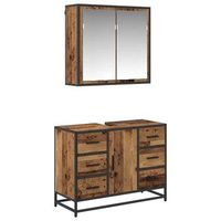 juego de muebles de bano 2 uds madera envejecida vidaxl