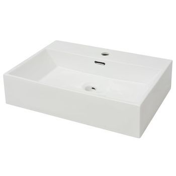 Lavabo De Baño Moderno | Lavabo Con Orificio Para Grifo Cerámica 60,5x42,5x14,5 Cm Blanco