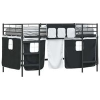 cama litera para ninos con cortinas liso negro 100 x 200 cm vidaxl