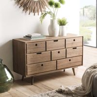 comoda nordica de madera de abeto marron de 8 cajones