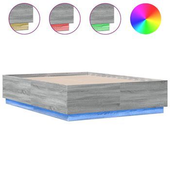 Estructura Cama Con Luces Led Madera Gris Sonoma 120x190 Cm