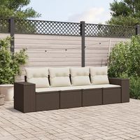 set de sofas de jardin 4 uds  juego de muebles de jardin y cojines ratan sintetico marron cfw84759